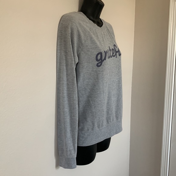 Grayson Threads Grey Grateful Cursive Print Crewneck Sweater - Picture 3 of 8